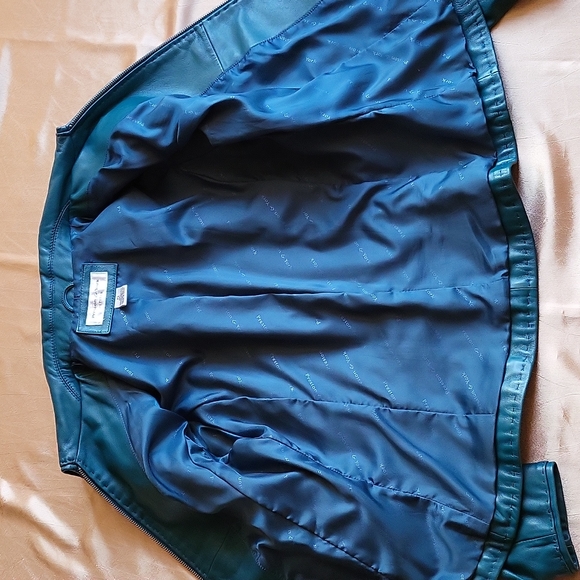 Preston & York EUC women's classic lambskin teal leather jacket size PS - Picture 5 of 5